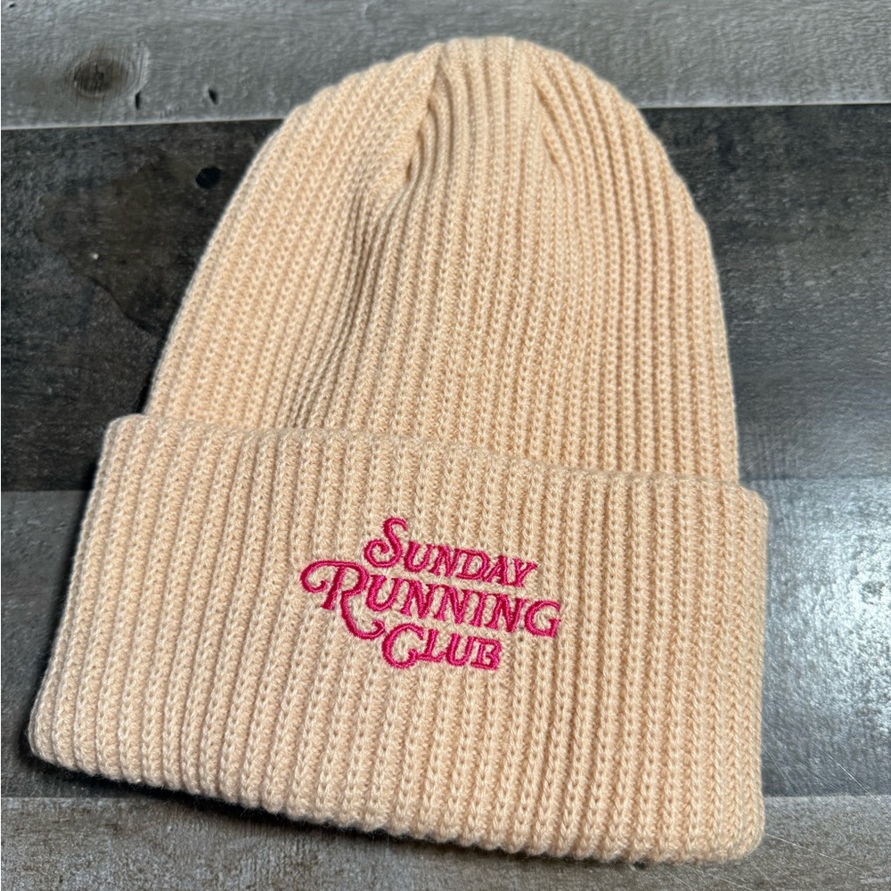 Anthropologie‎ Daily Practice Sunday Running Club Knit Beanie Hat NWT